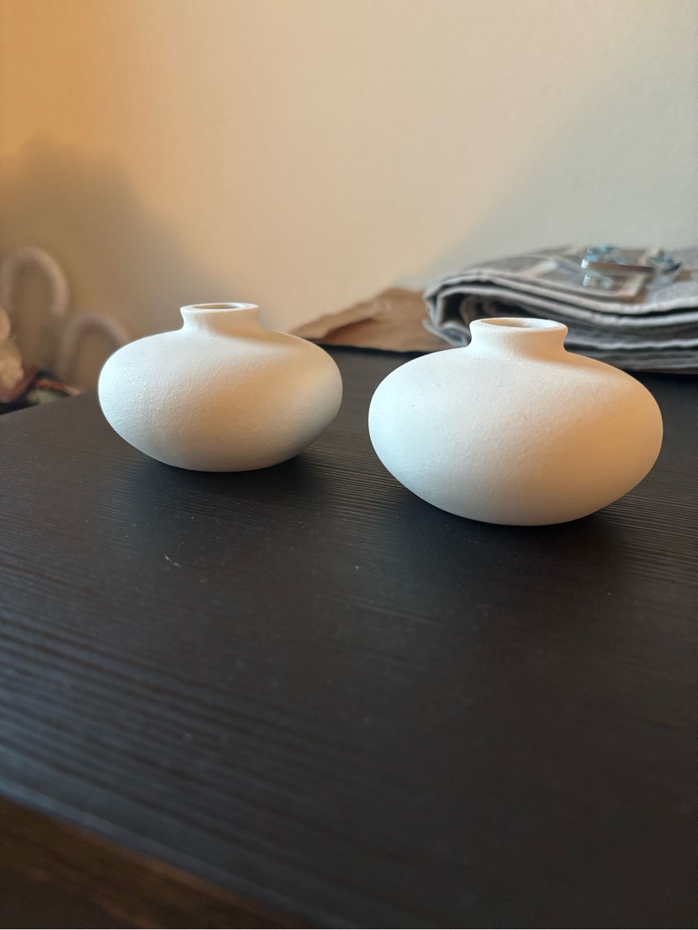 Minimal Matte White Ceramic Bud Vases - Set of 2
